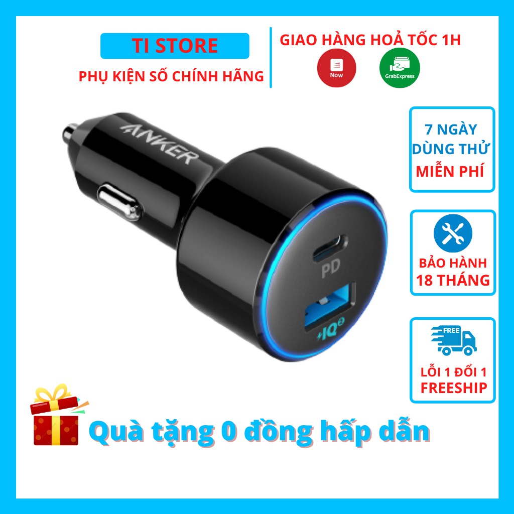 Tẩu sạc nhanh ô tô ANKER A2229 49.5W PowerDrive Speed + 2 sạc nhanh iphone ipad android - tistore