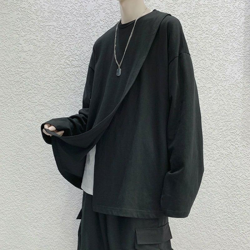 (Sẵn đen XL, trắng XL) ÁO THUN DÀI TAY 100% COTTON VẠT CHÉO NAM NỮ UNISEX ULZZANG HIPHOP DANCE | BigBuy360 - bigbuy360.vn