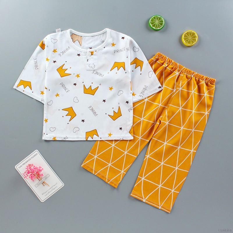 Bộ Đồ Ngủ Pijama Dài Tay In Hoạt Hình Cho Bé Từ 3-9 Tuổi