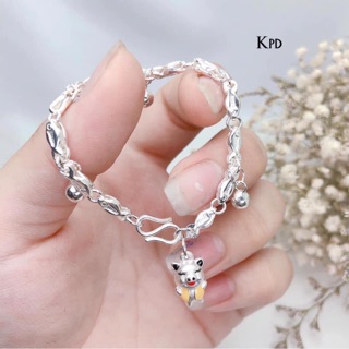Lắc tay bạc chuông mặt heo vàng cho Bé yêu - TRANG SỨC BẠC
