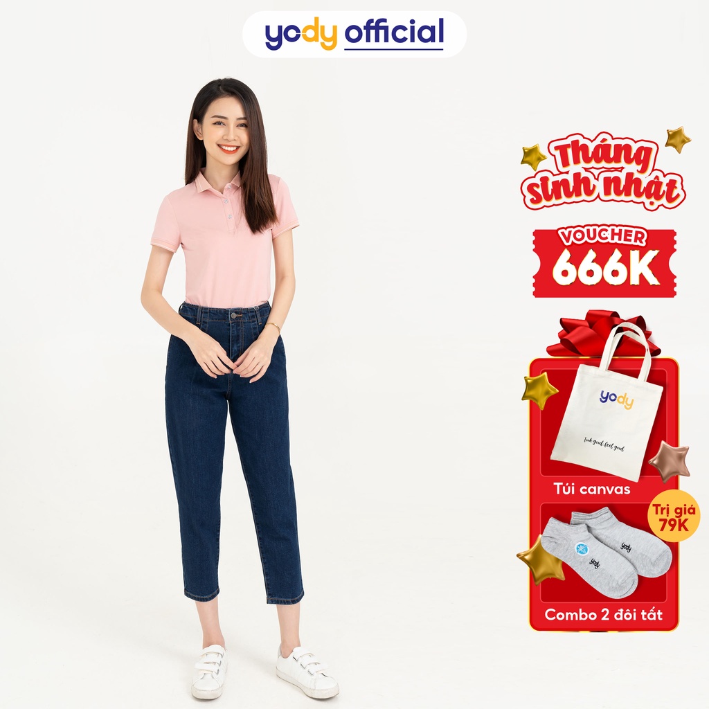 Quần Jean Yody Nữ Baggy Cạp Liền Co Giãn QJN3076