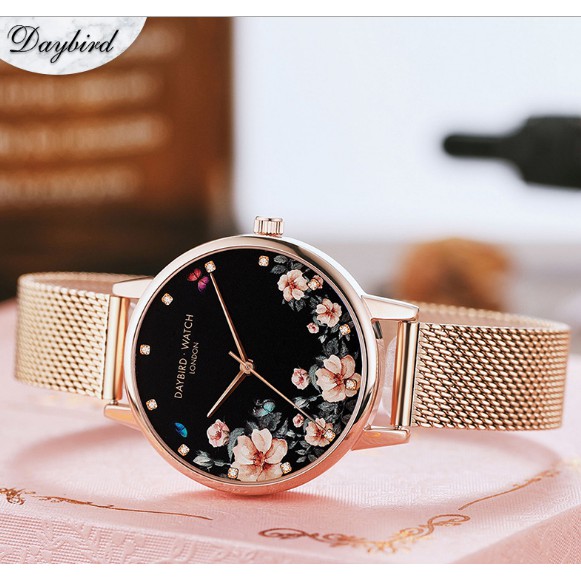 FREE_SHIP_99K Đồng Hồ Nữ DAYBIRDWATCH Dây Thép Lụa - Đồng Hồ Nữ Mặt Vuông Dây Da Nhẹ Nhàng Nữ Tính