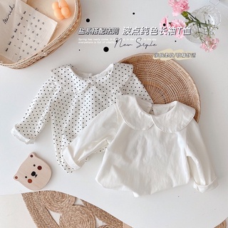 Áo trắng chấm bi cổ sen