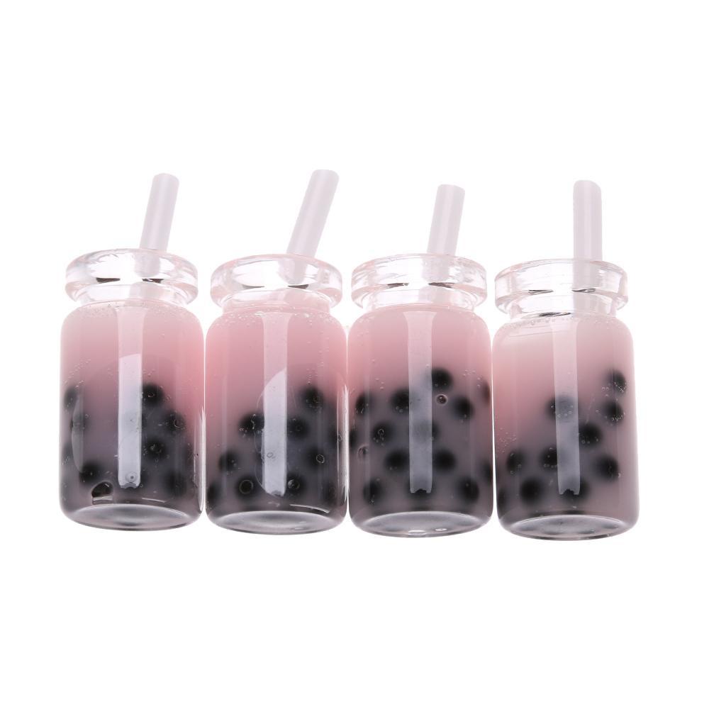 RAINBOW Set 4 Chai Nước Giả Mini Tỉ Lệ 1 / 12 Dùng Để Trang Trí Nhà Búp Bê