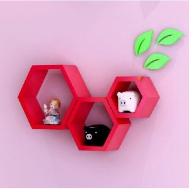 Sét 3 ô lục giác màu đỏ