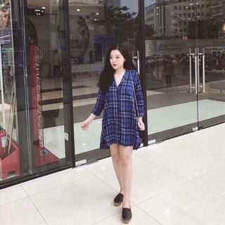 Đầm suông caro