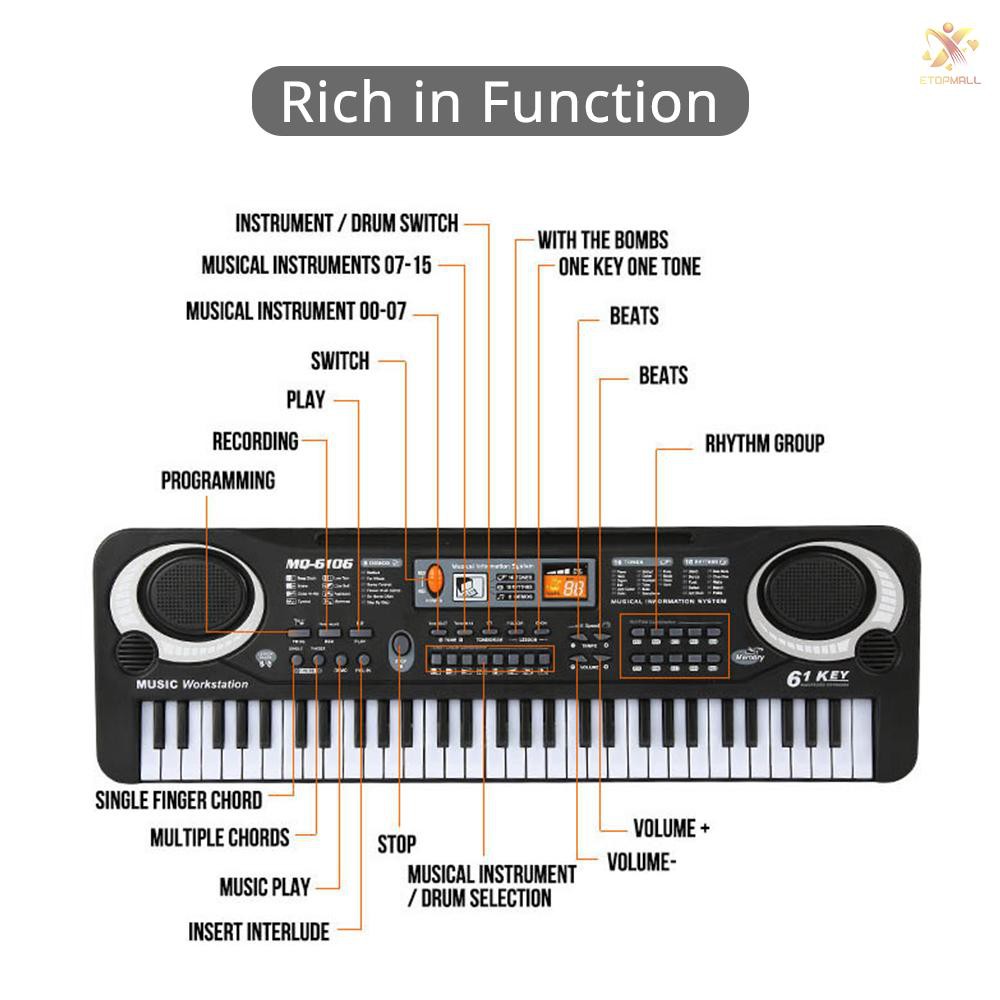 Đàn Organ Điện Tử 61 Phím Có Micro Cho Bé