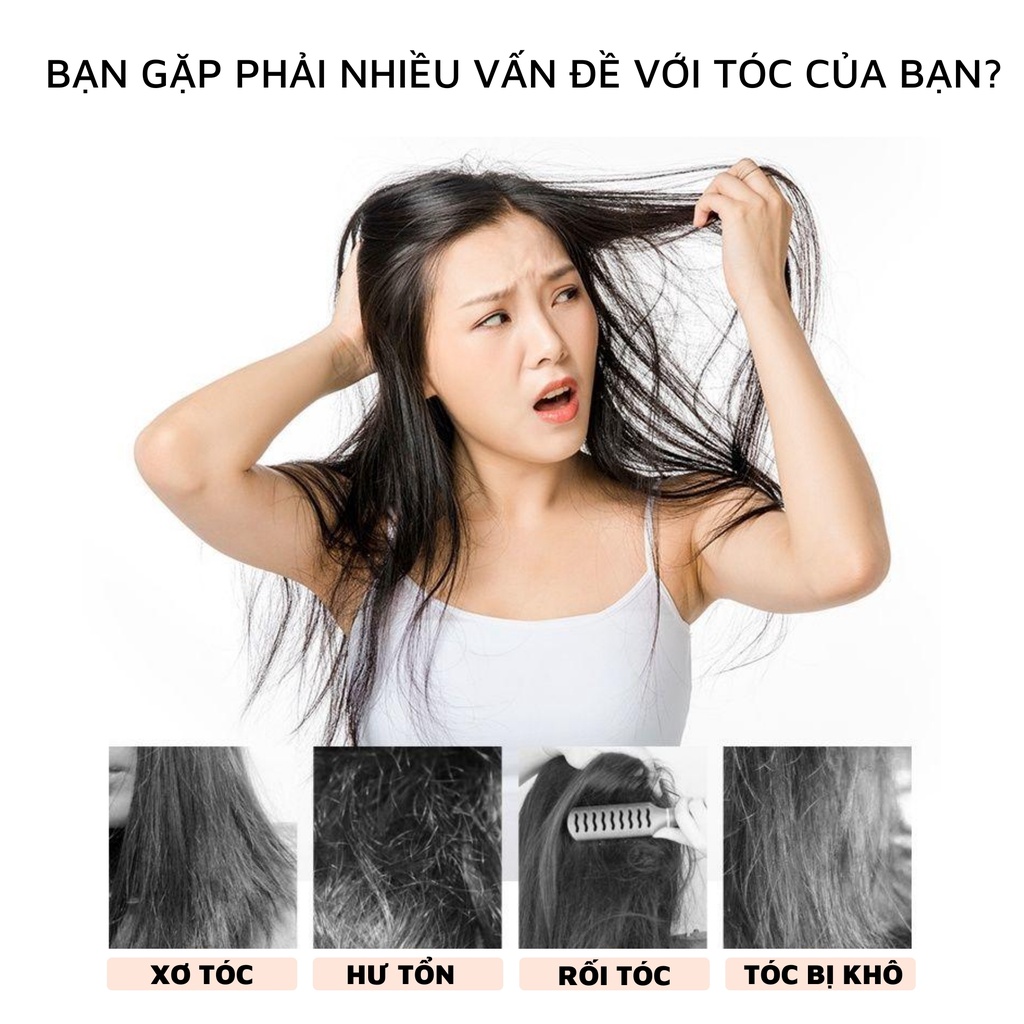 Kem ủ tóc Collagen nội địa Trung Phục Hồi Hư Tổn Dưỡng Tóc Bóng Mượt Vào Nếp Pinky Pinky