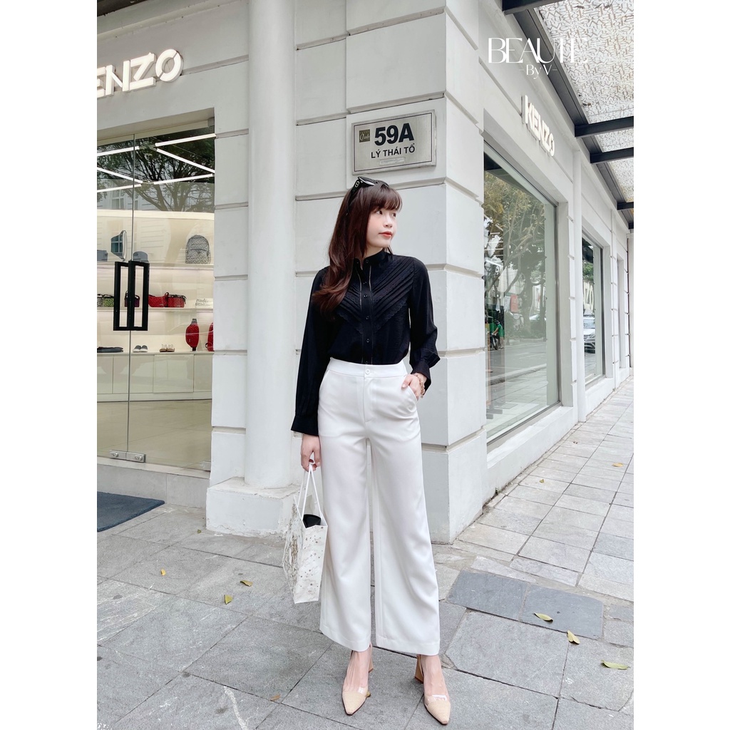 BEAUTEBYV - Áo sơ mi nữ xếp phối ren Renni