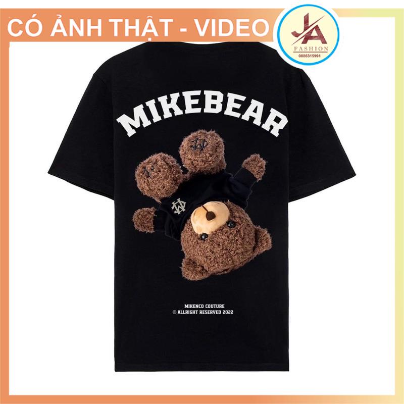 Áo phông MIKENCO họa tiết con gấu 2 màu trắng đen - Áo thun cộc tay MIKEBEAR Unisex - Áo phông Unisex cổ tròn