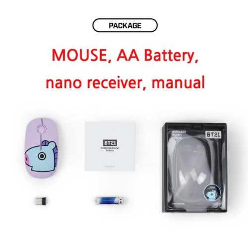 BTS  BT21 Official  WIRELESS SILENT MOUSE Authentic