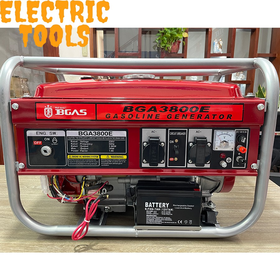 Máy Phát Điện Chạy Xăng Gia Đình BGAS 3800E, Công Suất 2.8kw, Electric Tools
