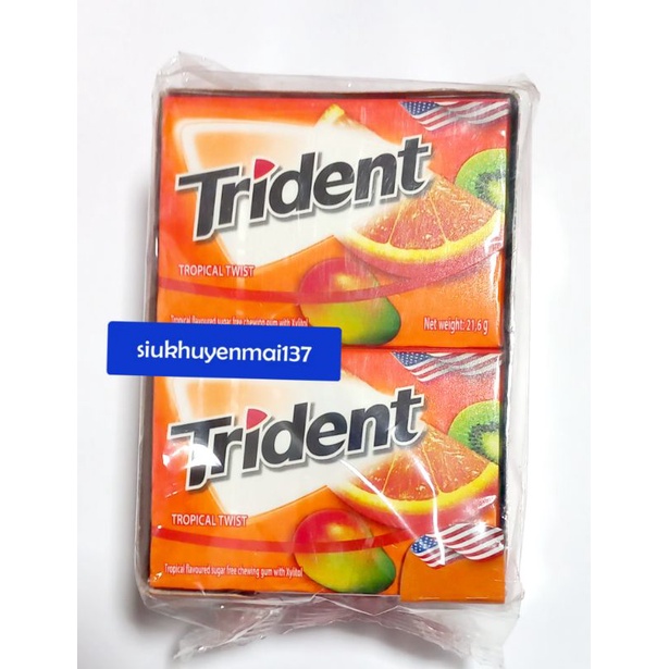 Hộp 12 vĩ trident dưa/bạc hà singum không đường