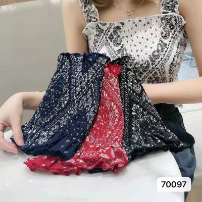 DUNEA Áo Croptop Hai Dây Nhún Bèo Quyến Rũ Thời Trang Cho Nữ