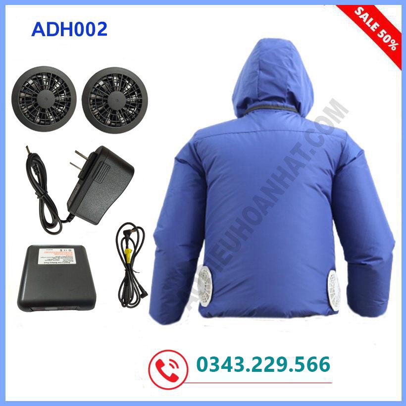 Bộ Áo Điều Hòa Quạt Gió Công Nghệ Nhật Bản, PIN Khủng 16000mAh, Thời Lượng 18H, Bảo Hành 12 Tháng (Tặng Đá Khô)