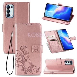 Ốp lưng OPPO Reno 5 Flip PU Ví da OPPO Reno 5 4 Pro Reno4Pro Reno4 Reno5Pro Reno5 Vỏ điện thoại có đế chống sốc