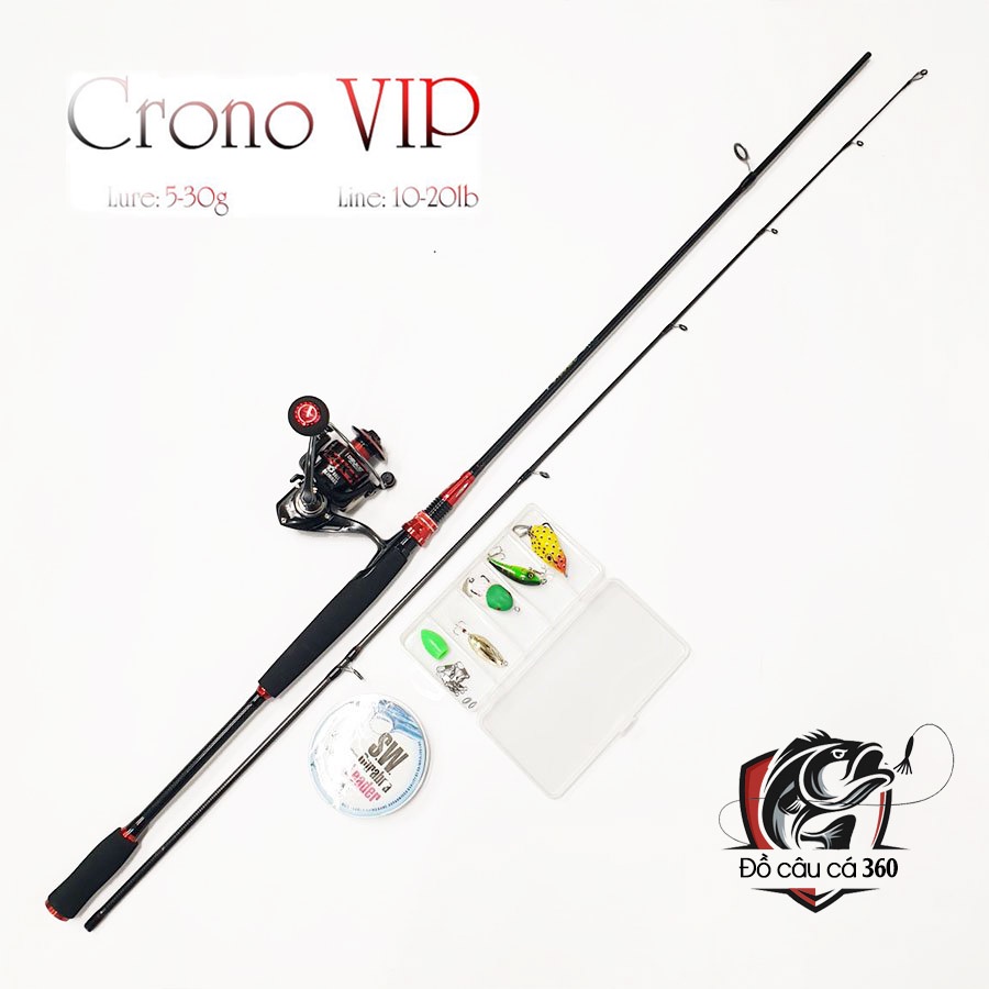 Bộ Cần Câu Lure Máy Đứng VIP Crono Kèm Máy Câu Kim Loại FS 3000 Tặng Kèm Bộ Dây Câu Và Hộp Mồi Cao Cấp