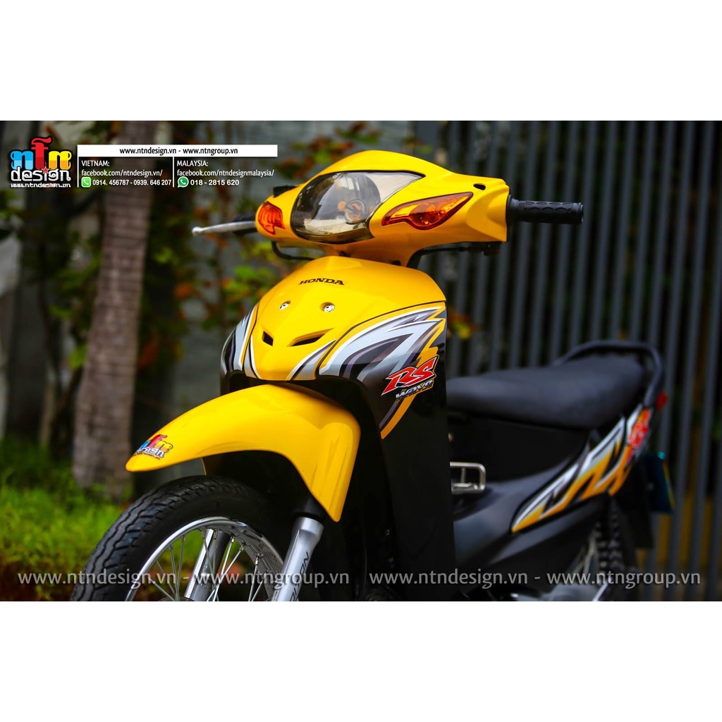 Tem Rời Dán Xe Wave  A 100 Mẫu RS Vàng Đen Cực Đẹp, Hàng 3 Lớp Chất Lượng Cao ,Team Decal