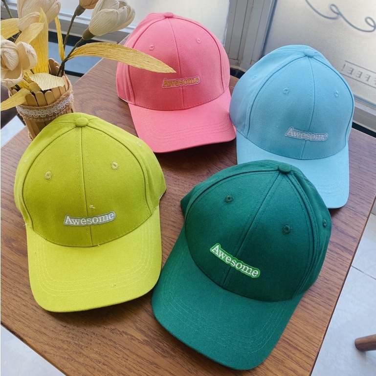 Nón kết lưỡi trai thêu chữ Awesome phong cách Ulzzang Hàn Quốc form unisex cho nam nữ mã N3