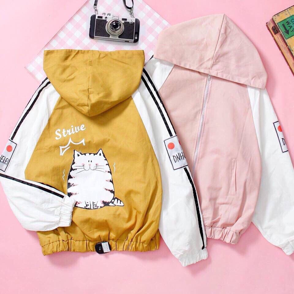 Áo khoác dù mèo ú mê ngủ so-cute khoát nữ | BigBuy360 - bigbuy360.vn