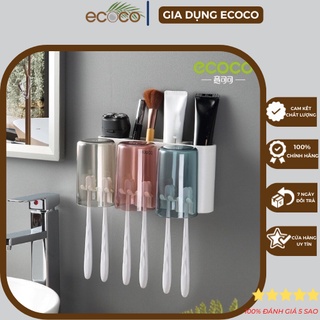 Kệ để bàn chải kem đánh răng ecoco, kệ để đồ nhà tắm kèm cốc ecoco cao cấp kèm dụng cụ nhả kem