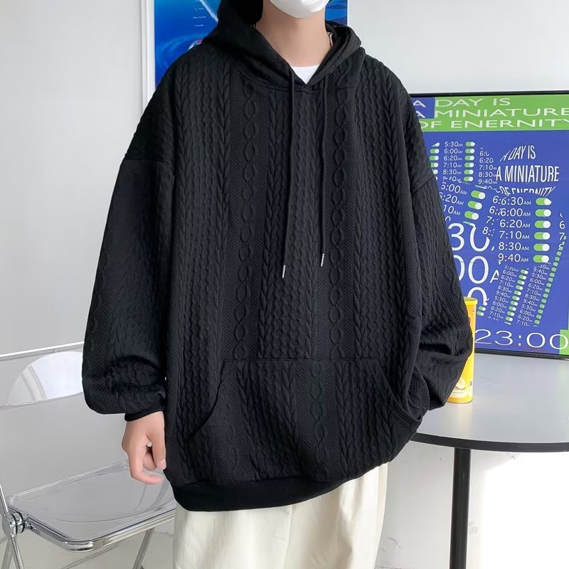 Áo Hoodie Màu Trơn Dáng Rộng Thời Trang Vintage Đơn Giản Cho Nam Nữ