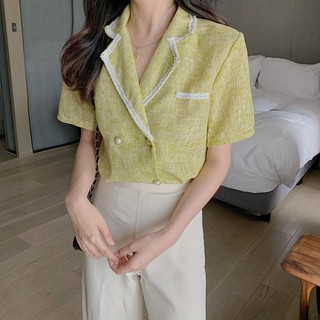 ÁO SƠ MI CỔ VEST VẢI TWEED