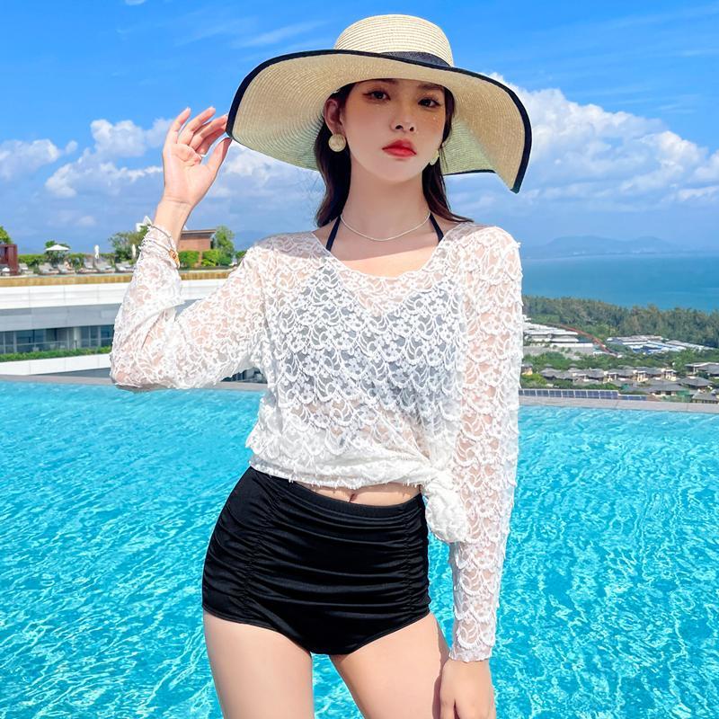 Bộ Đồ Bơi Ba Mảnh Kèm Vỏ Bọc Phong Cách Hàn Quốc Thời Trang Mùa Hè Quyến Rũ Dành Cho Nữ