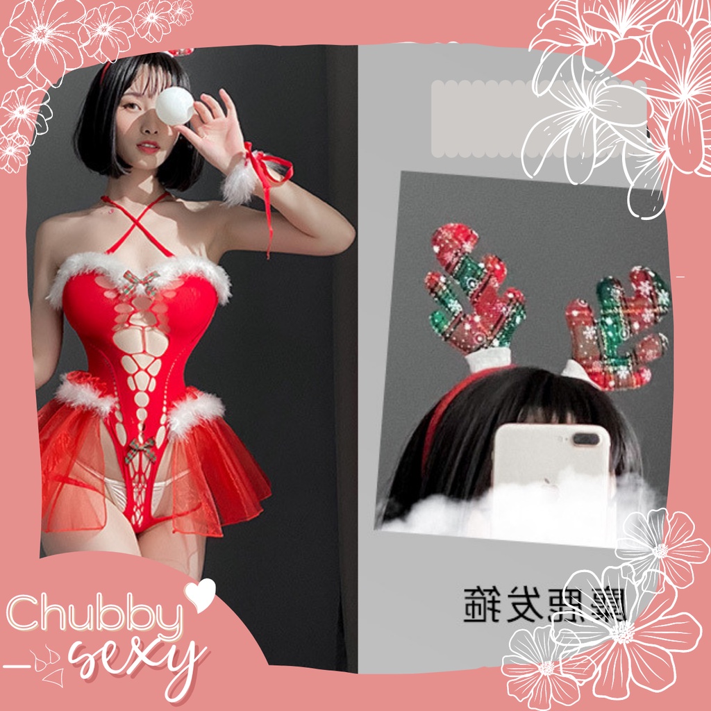 Cosplay Noel Giáng Sinh sexy siêu gợi cảm ,  công chúa đêm Noel,  bodysuit đầy đủ phụ kiện  - BDS17 - Chubby.sexy