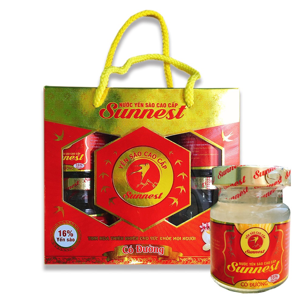 Hộp Yến Sào Sunnest chưng đường phèn hộp 6 lọ x 70ml, Hạn sử dụng 24 tháng