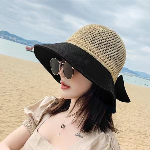 Mũ vành đi biển hàng Quảng Châu cho nữ FUHA, nón vải lưới thoáng mát hè du lịch hot 2023