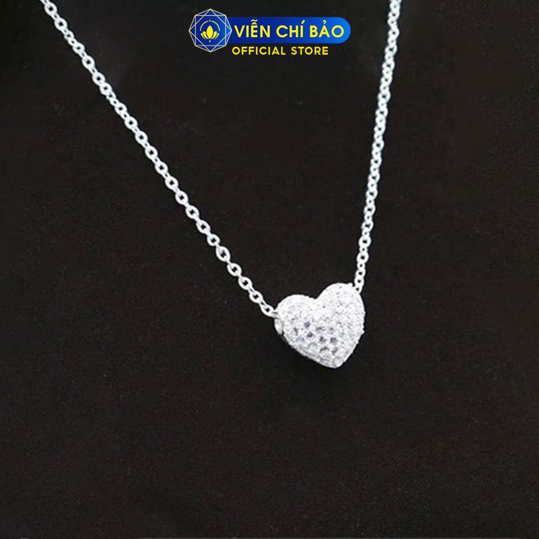 Dây chuyền bạc nữ mặt Trái tim đính đá bạc 925 thời trang phụ kiện trang sức nữ thương hiệu Viễn Chí Bảo D400648