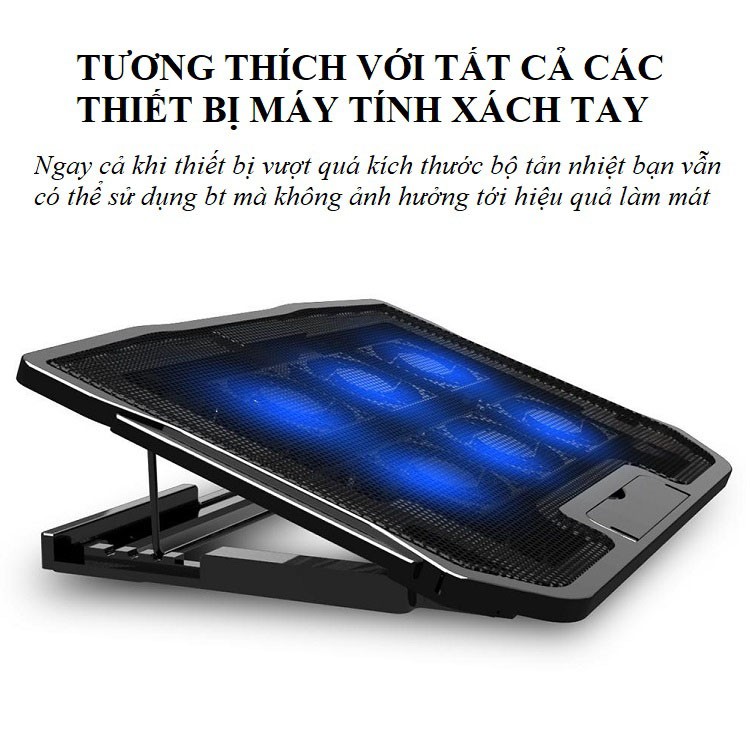 Tản Nhiệt Laptop ❤️FREESHIP❤️ Đế Tản Nhiệt Có 6 Quạt Tản Nhiệt Mạnh Mẽ - Phụ Kiện Laptop Bảo Vệ Máy Tính Bền Bỉ Hơn H9