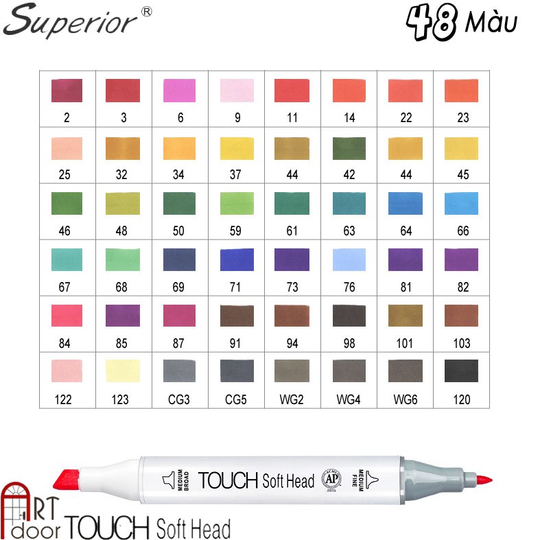 [ARTDOOR] Bộ bút marker TOUCH SOFT HEAD (hộp nhựa)