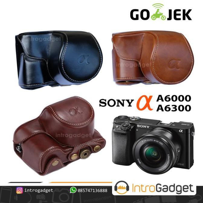 Bao Da Điện Thoại Sony A6000 A6300 Nex6 Màu Nâu Nhạt In Logo Alpha