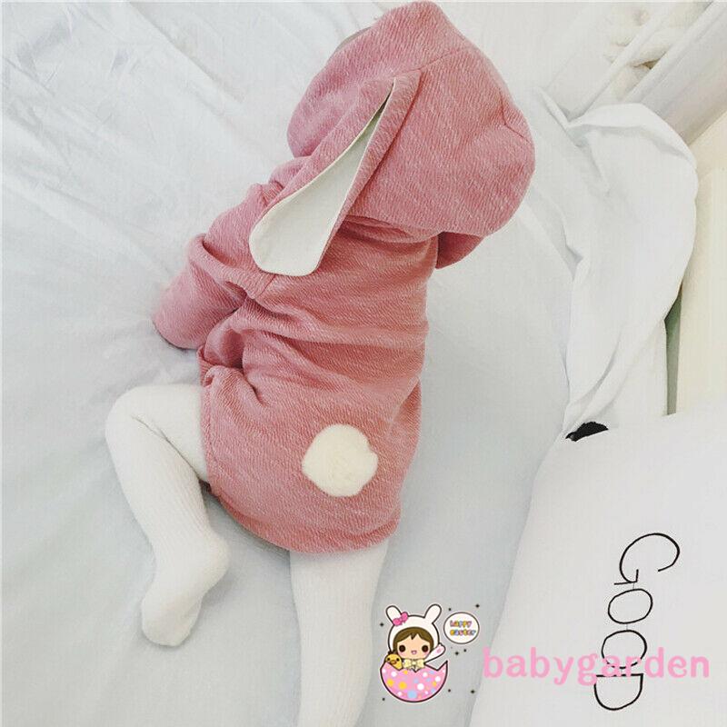 Áo Liền Quần Có Mũ Trùm Đầu Tai Thỏ Đáng Yêu Cho Bé Sơ Sinh