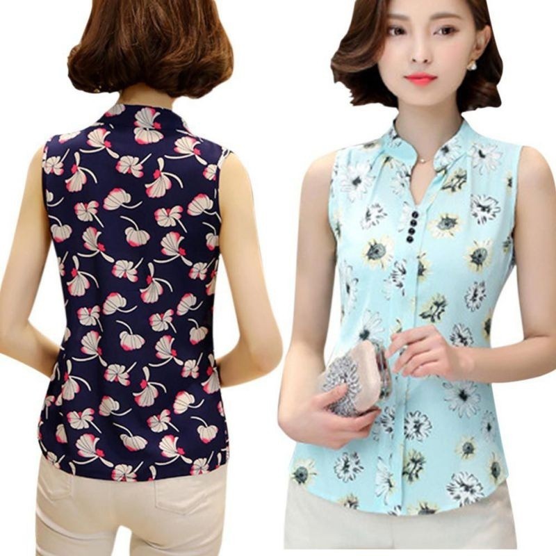 Áo Chiffon không tay cổ V thời trang | BigBuy360 - bigbuy360.vn