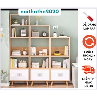 Tủ kệ sách trang trí, gỗ cn phong cách bắc âu hiện đại có 3 loại 3 tầng 4 tầng 5 tầng