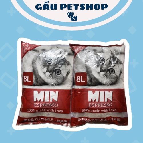 Cát Vệ Sinh Cho Mèo MIN Bao 8L Hương Cafe &amp; Chanh (3,6kg)