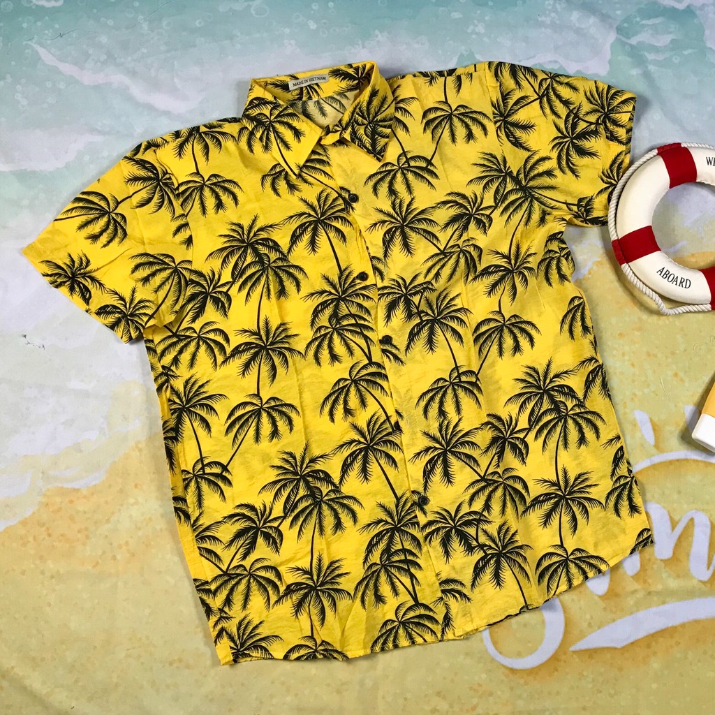[Mã FAMAYMA2 giảm 10K đơn 50K] [Mẫu mới 2021] Áo sơ mi phong cách Hawaii áo hoa lá cây đi biển vải đũi loại đẹp | BigBuy360 - bigbuy360.vn