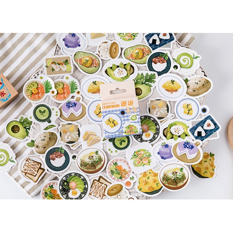 Hộp 46 miếng sticker mẫu trứng cuộn và món ăn
