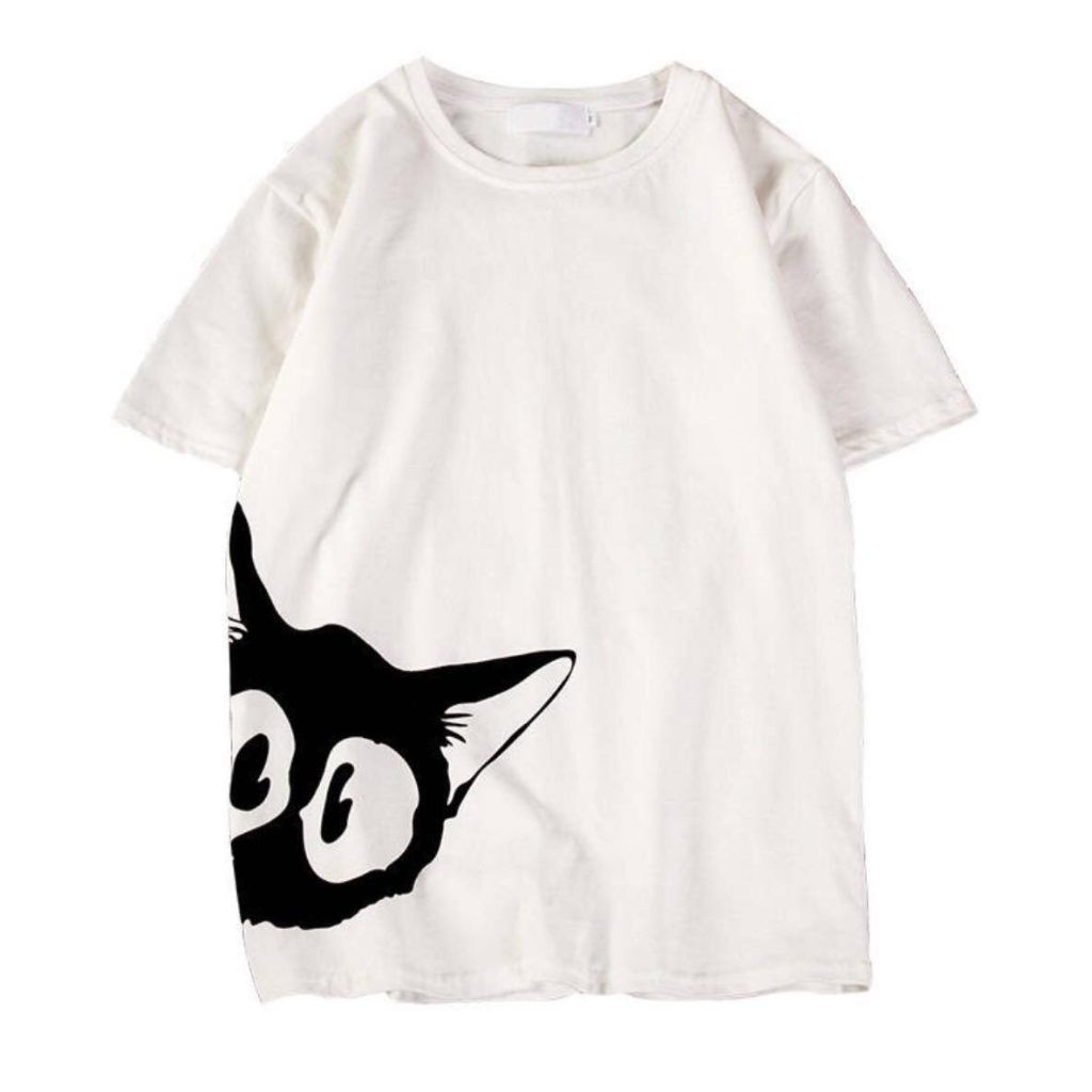 Áo Thun Tay Lỡ In Mèo Lấp Ló Unisex Freesize Dưới 75kg ATIN12 | BigBuy360 - bigbuy360.vn