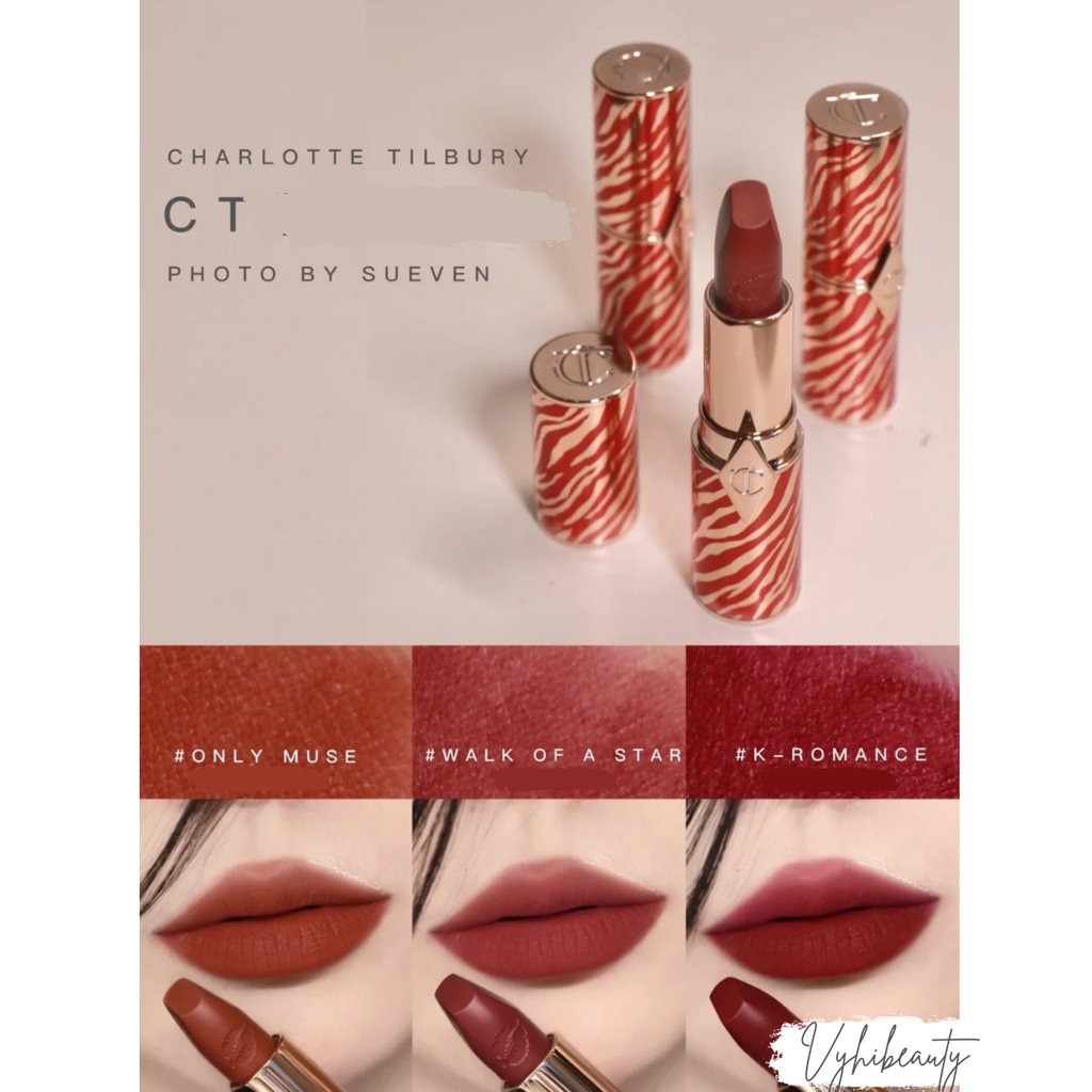 Son thỏi Charlotte Tilbury Revolution vỏ sọc đỏ - màu K-romance