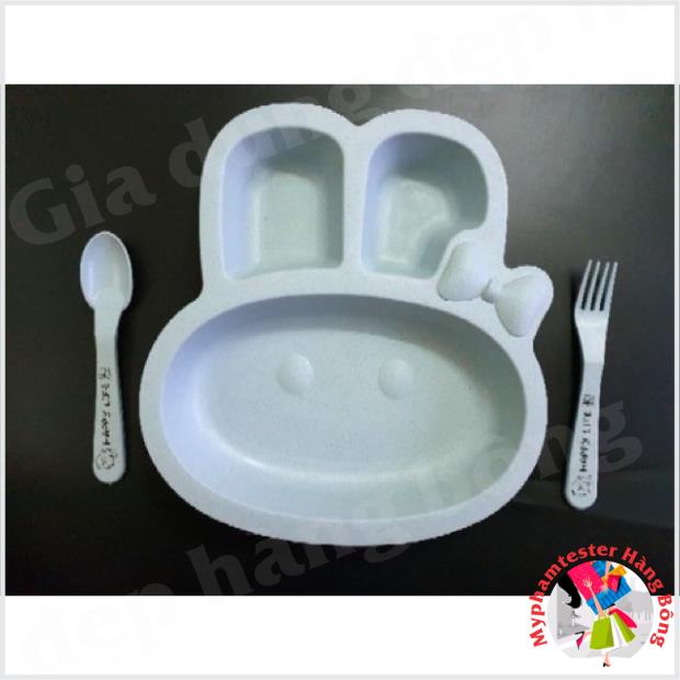 Khay đựng cơm,cháo ăn dặm cho bé chất liệu nhựa lúa mạch hai hình