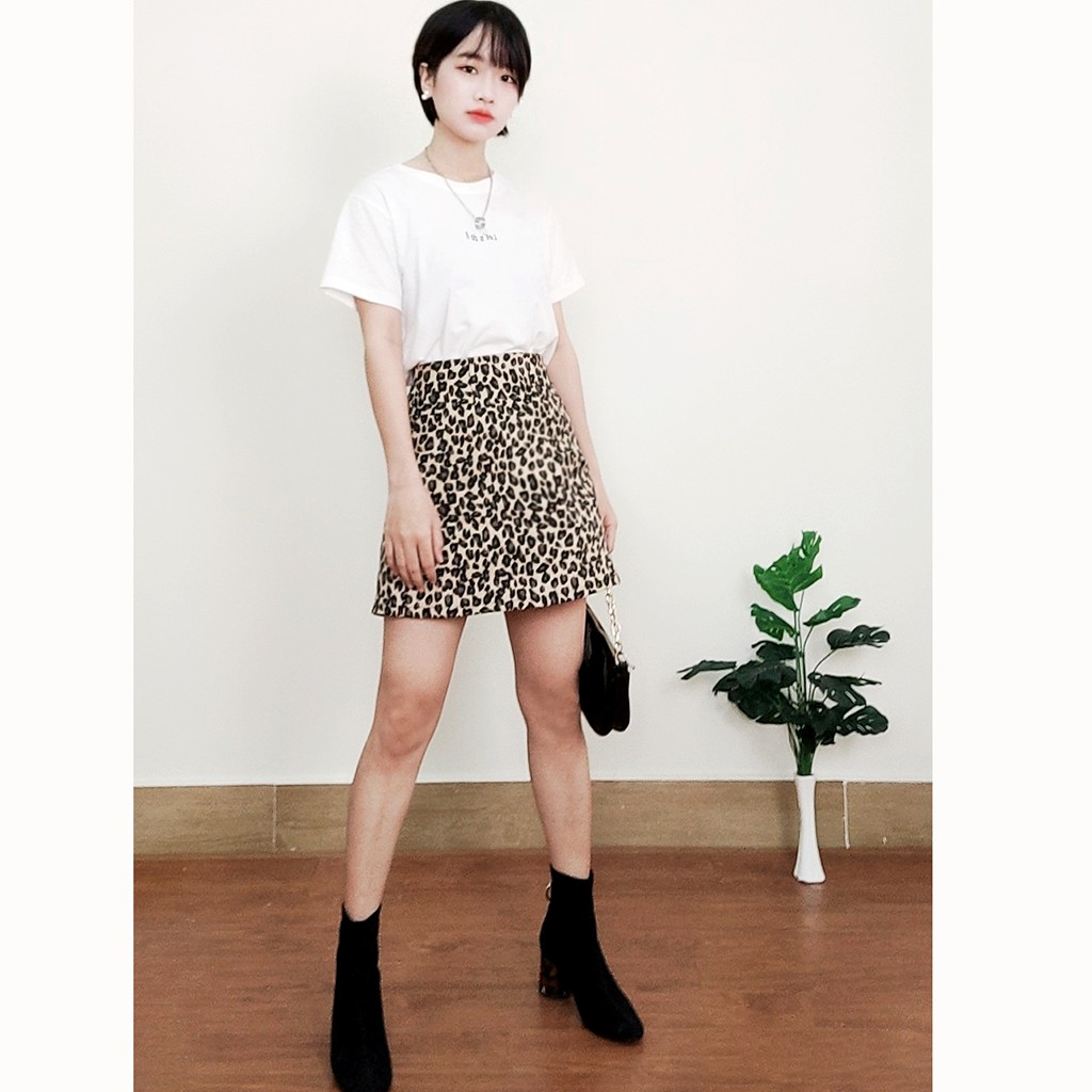 Chân váy ngắn chữ A da beo hot trend cá tính SC006
