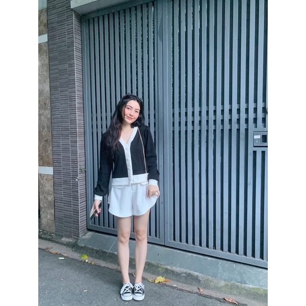 Áo cardigan dày dặn màu đen Oxy Design