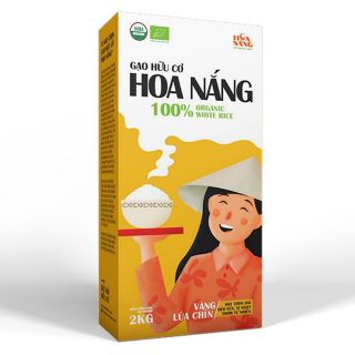 Gạo Hữu Cơ Hoa Nắng _vàng lúa chín 2kg_ bao bì mới