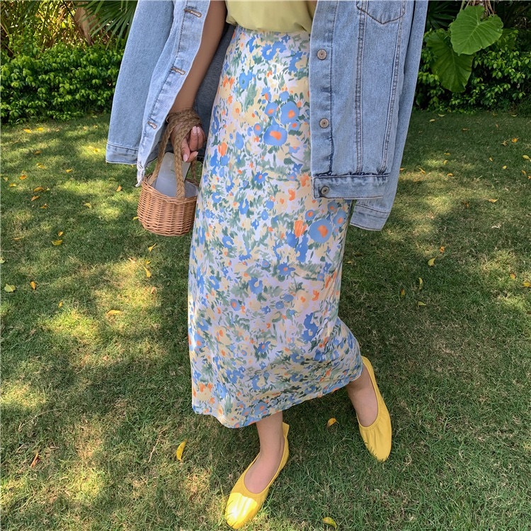 Chân Váy Voan Dài Lưng Cao In Hoa Kiểu Pháp Ngọt Ngào Cho Nữ | BigBuy360 - bigbuy360.vn