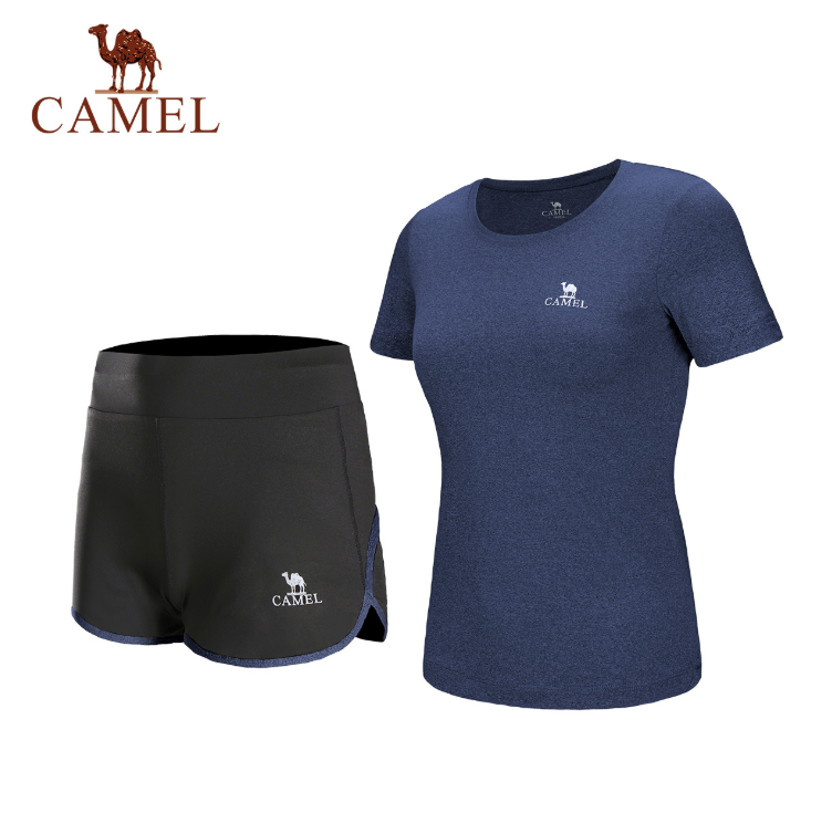 Bộ quần áo thể thao CAMEL ngắn tay vải mỏng tập gym cho nữ