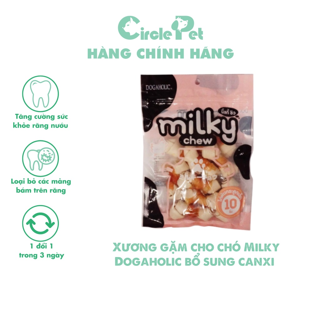 Xương Gặm Cho Chó Milky Dogaholic Làm Sạch Răng Bổ Sung Canxi Túi 200g - Circle Pet